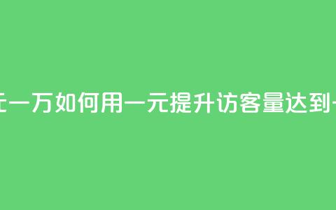 qq刷访客量网站一元一万 - 如何用一元提升QQ访客量达到一万的方法~  第1张