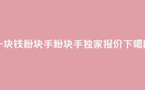 一块钱1000粉块手(1000粉块手独家报价)  第1张