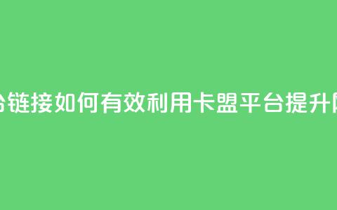 卡盟平台链接：如何有效利用卡盟平台提升网站流量  第1张