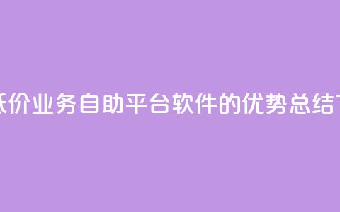 快手低价业务自助平台软件的优势总结  第1张