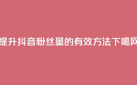提升抖音粉丝量的有效方法  第1张