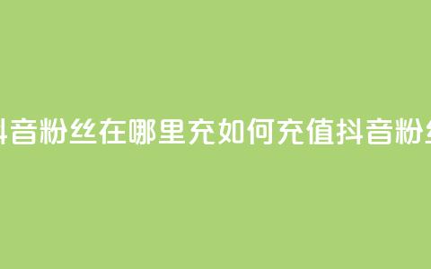 抖音粉丝在哪里充(如何充值抖音粉丝？)  第1张