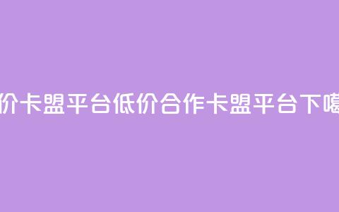 低价卡盟平台(低价合作 卡盟平台)  第1张