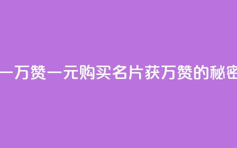一块钱QQ名片一万赞 - 一元购买QQ名片获万赞的秘密解析~  第1张