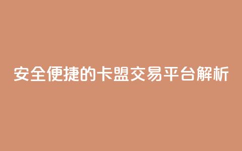 安全便捷的卡盟交易平台解析  第1张