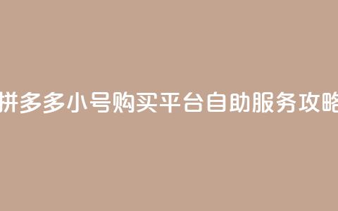 拼多多小号购买平台自助服务攻略  第1张
