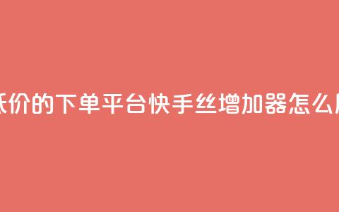 全网最低价的下单平台 - 快手丝增加器怎么用  第1张