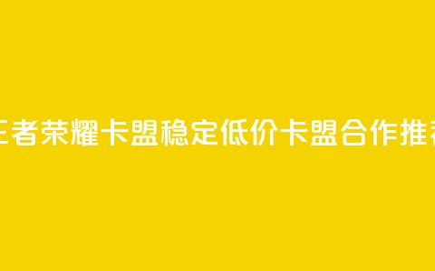 王者荣耀卡盟 稳定低价卡盟合作推荐  第1张