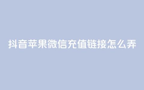 抖音苹果微信充值链接怎么弄,抖音播放量是不是有点假 - qq空间业务平台 快手免费福利点赞自助平台  第1张