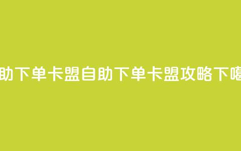 dy自助下单卡盟(自助下单卡盟攻略)  第1张
