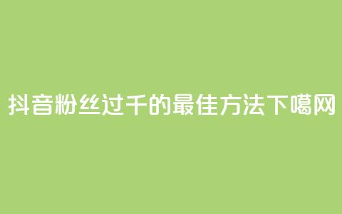 抖音粉丝过千的最佳方法  第1张