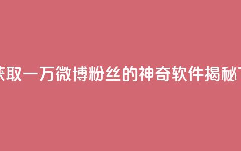 一元获取一万微博粉丝的神奇软件揭秘  第1张