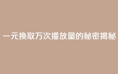 一元换取万次播放量的秘密揭秘  第1张