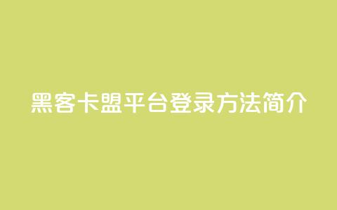 黑客卡盟平台登录方法简介  第1张