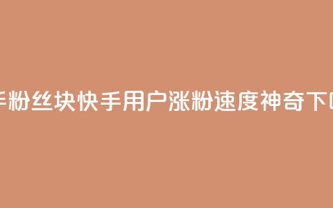 快手粉丝1块(快手用户涨粉速度神奇！)  第1张
