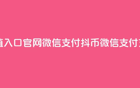 抖币充值入口官网微信支付(抖币微信支付充值入口)  第1张