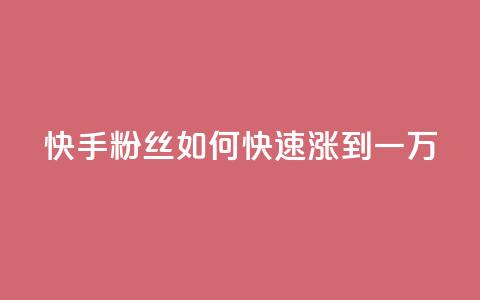快手粉丝如何快速涨到一万,dy评论点赞充值24小时到账 - 抖音75号转让 抖音自助平台业务下单秒到  第1张