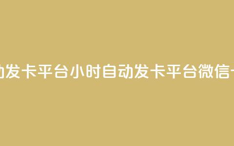 微信卡盟24小时自动发卡平台 - 24小时自动发卡平台—微信卡盟升级版！  第1张