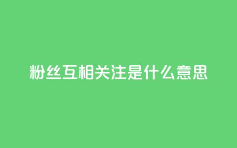 粉丝互相关注是什么意思,快手粉丝和关注的区别在哪里 - QQ点赞自助服务平台 qq资料免费十万赞  第1张