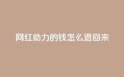 网红助力的钱怎么退回来 - 网红助力的资金如何顺利退款~  第1张