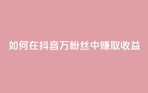 如何在抖音100万粉丝中赚取收益？  第1张