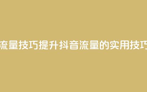 抖音涨流量技巧 - 提升抖音流量的实用技巧!  第1张