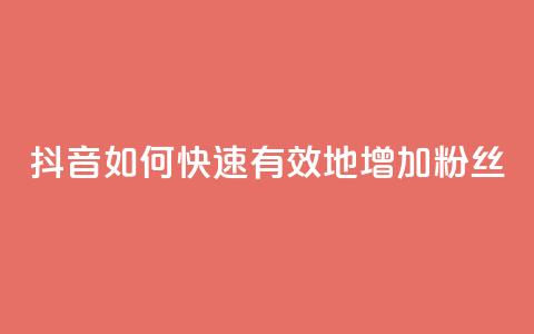 抖音如何快速有效地增加粉丝？  第1张