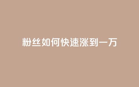 粉丝如何快速涨到一万 - 快速提升粉丝数量至一万的有效策略！  第1张