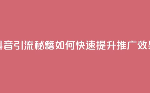 抖音引流秘籍：如何快速提升推广效果  第1张