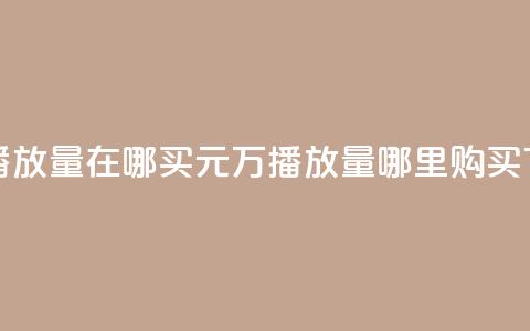 1块钱1w播放量在哪买(1元1万播放量哪里购买)  第1张