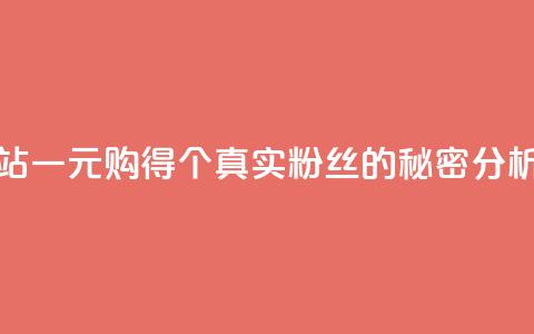 B站一元购得1000个真实粉丝的秘密分析  第1张