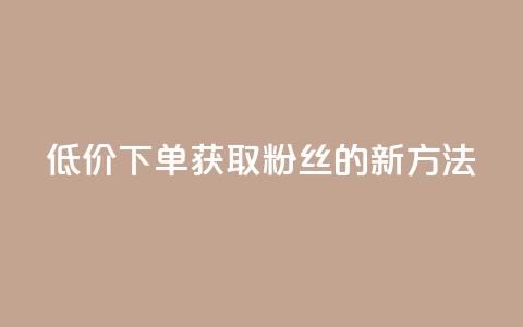 低价下单获取粉丝的新方法  第1张