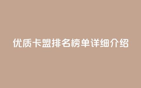 优质卡盟排名榜单详细介绍  第1张