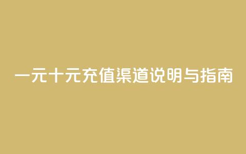 一元十元充值渠道说明与指南  第1张
