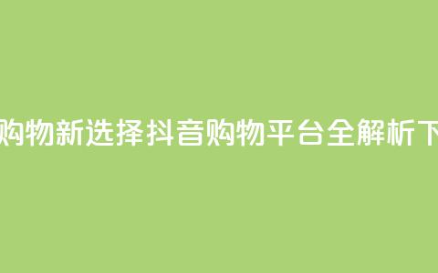 全网购物新选择：抖音购物平台全解析  第1张