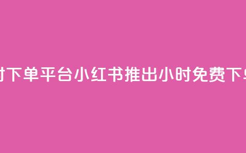 小红书免费24小时下单平台 - 小红书推出24小时免费下单新平台!  第1张