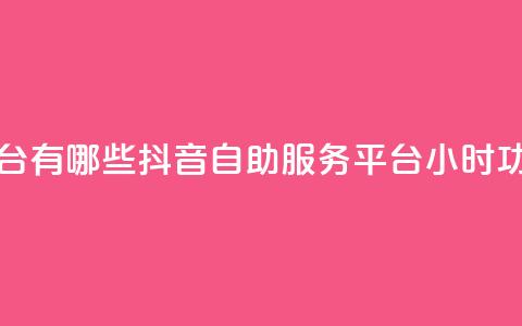抖音24小时自助平台有哪些 - 抖音自助服务平台24小时功能全解析！  第1张