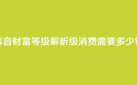 抖音财富等级解析：24级消费需要多少钱  第1张
