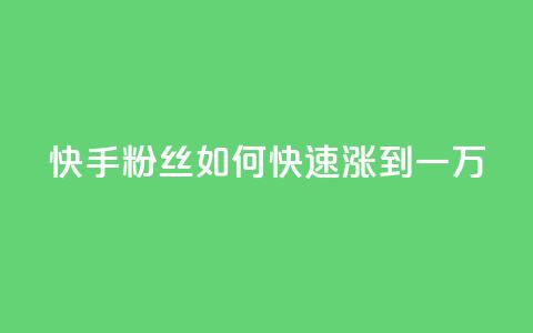 快手粉丝如何快速涨到一万 - 快手粉丝号账号交易平台  第1张