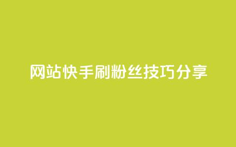 网站快手刷粉丝技巧分享  第1张