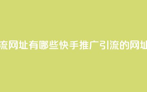 快手推广引流网址有哪些 - 快手推广引流的网址清单!  第1张