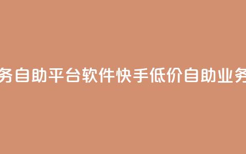 快手低价业务自助平台软件(快手低价自助业务平台)  第1张