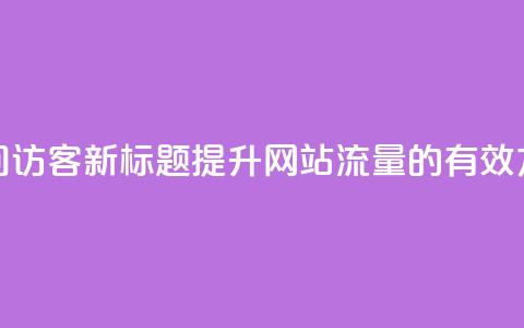 空间访客(新标题：提升网站流量的有效方法)  第1张