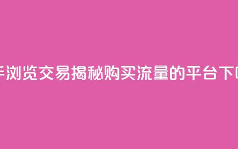 快手浏览交易：揭秘购买流量的平台  第1张