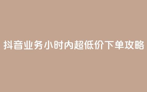 抖音业务24小时内超低价下单攻略  第1张