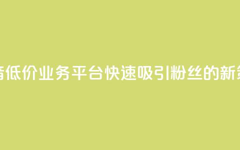 抖音低价业务平台快速吸引粉丝的新策略  第1张