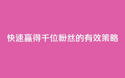快速赢得千位粉丝的有效策略  第1张