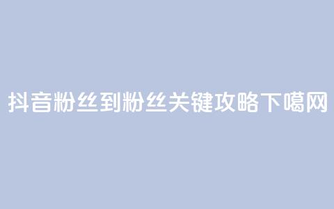 抖音100粉丝到900粉丝关键攻略  第1张
