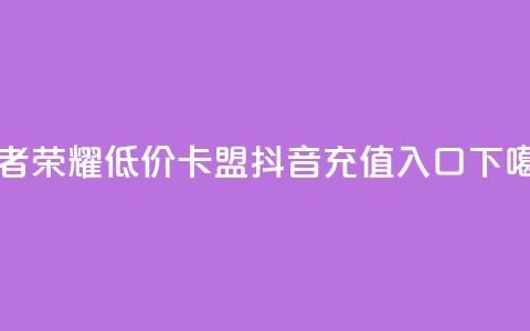王者荣耀低价卡盟 - 抖音ios充值入口  第1张