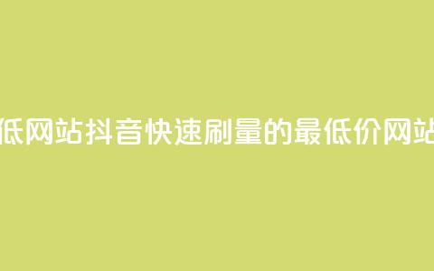 抖音秒刷最低网站 - 抖音快速刷量的最低价网站推荐~  第1张